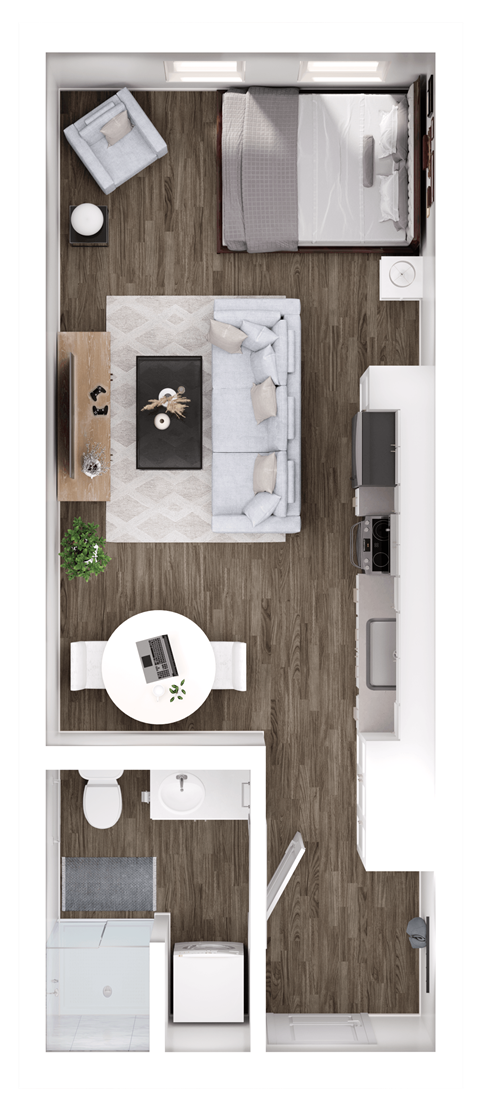Floor plan for studio, 1 bath, 436 sqft
